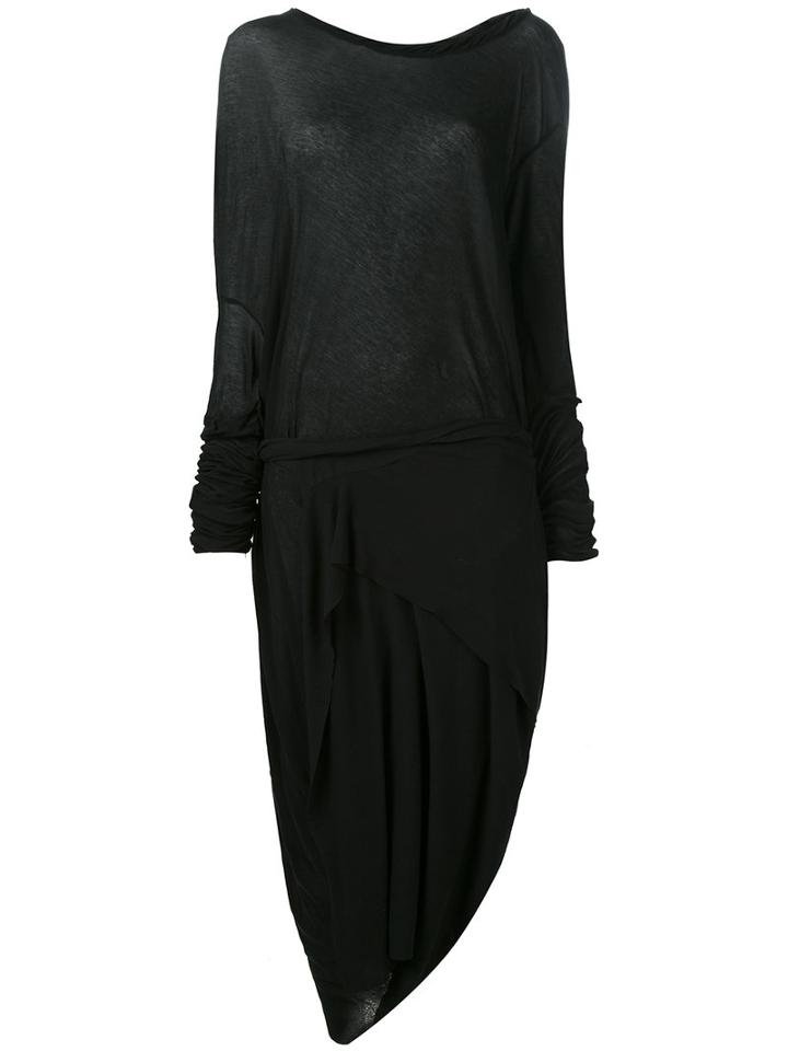 Barbara I Gongini Longsleeves Asymmetric Dress, Women's, Black, Cotton