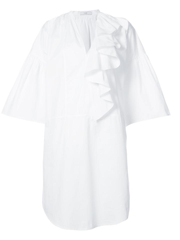 Tome Cutout Tunic Shirt With Frills - White
