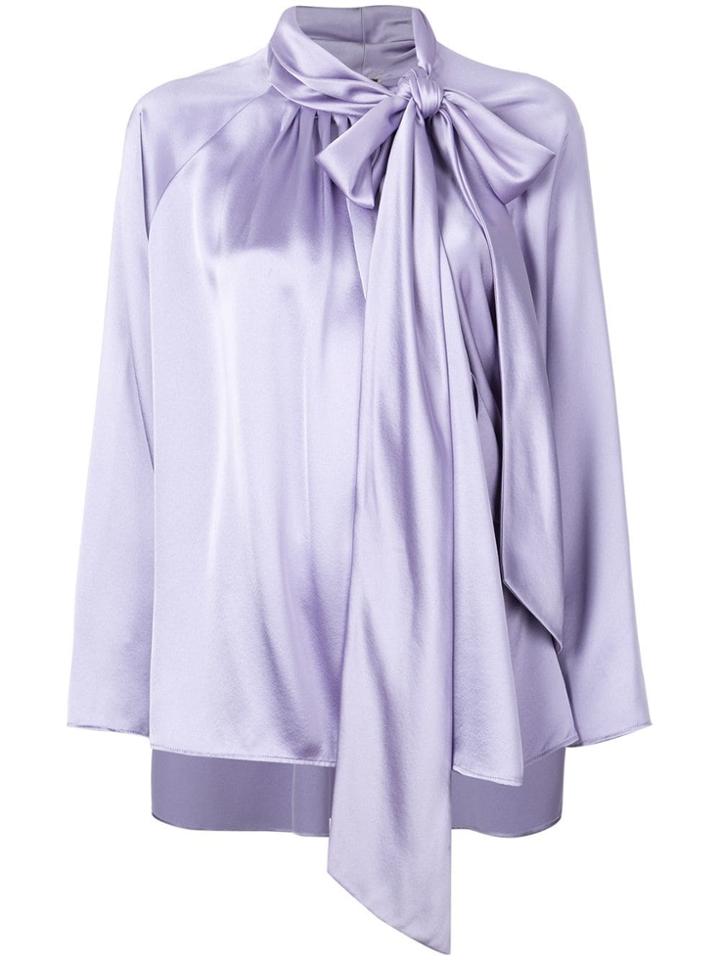 Adam Lippes Oversized Pussybow Blouse - Purple