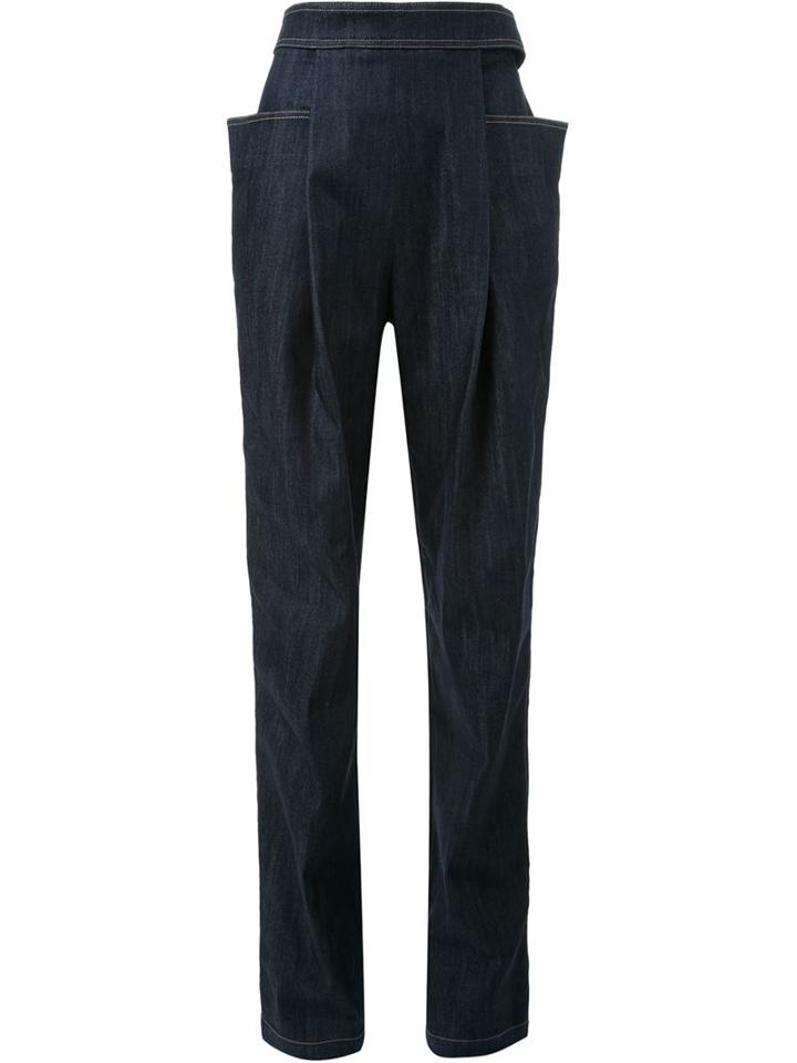 J.w.anderson Pleated Straight Leg Jeans, Women's, Size: 10, Blue, Polyurethane/cotton