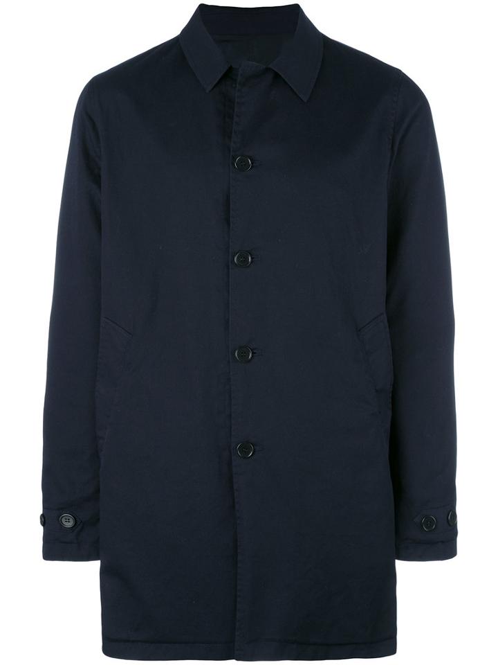 Aspesi Single Breasted Coat, Men's, Size: Medium, Blue, Cotton/polyamide