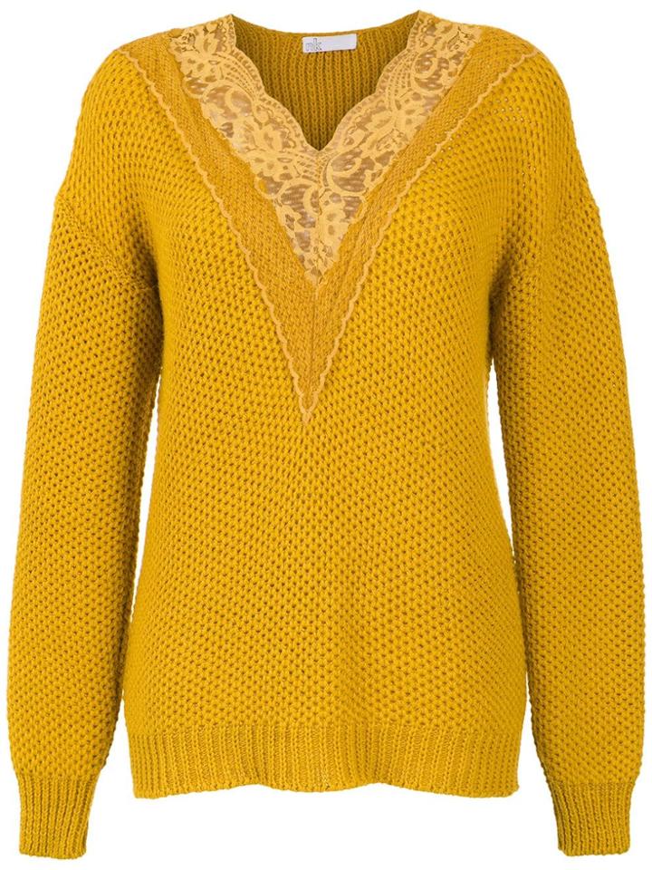 Nk Knitted Top With Lace Detail - Yellow