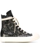 Rick Owens Drkshdw Shiny Hi-top Sneakers, Men's, Size: 42, Black, Rubber/polyester/cotton/canvas