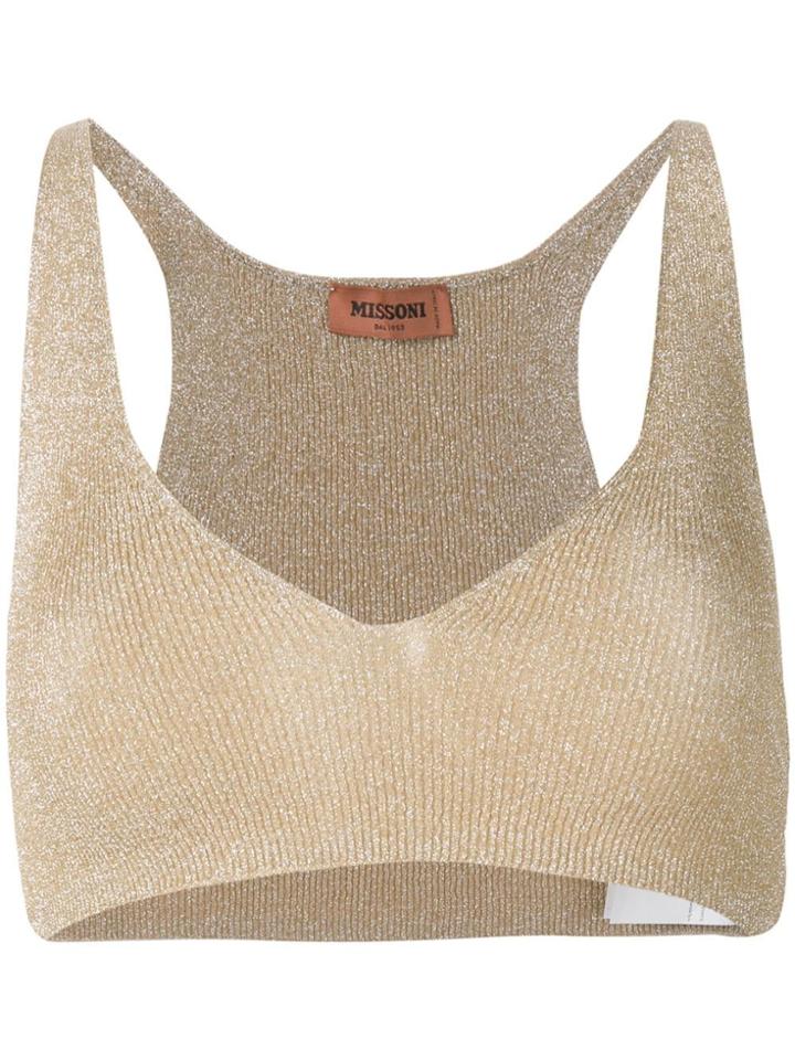 Missoni Metallic Ribbed Knit Bralet - Neutrals