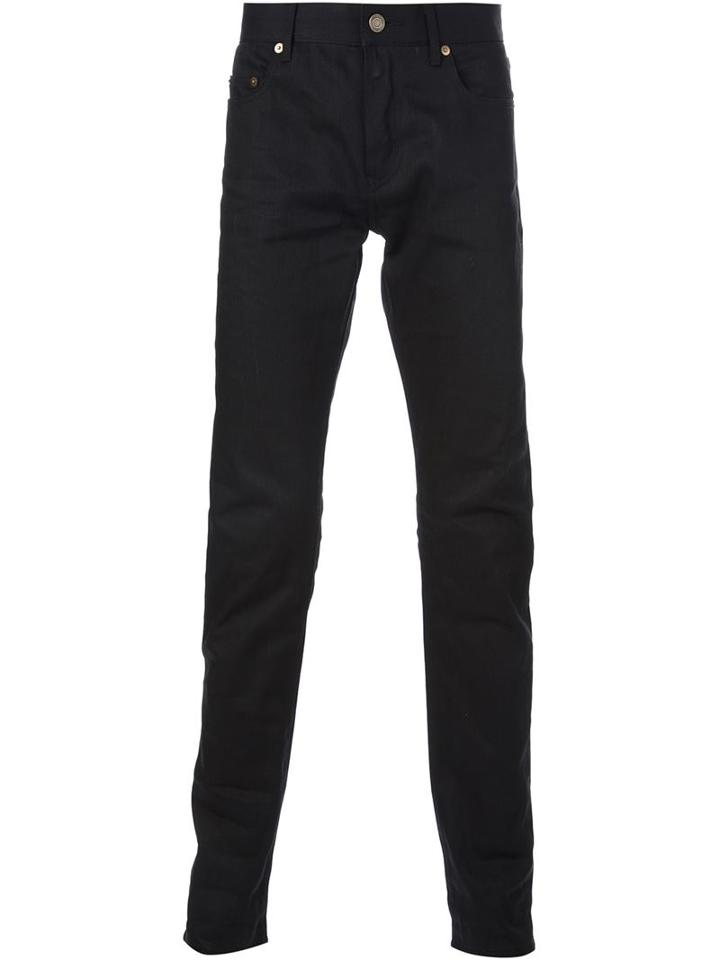 Saint Laurent Slim Fit Jeans, Men's, Size: 32, Black, Cotton/spandex/elastane