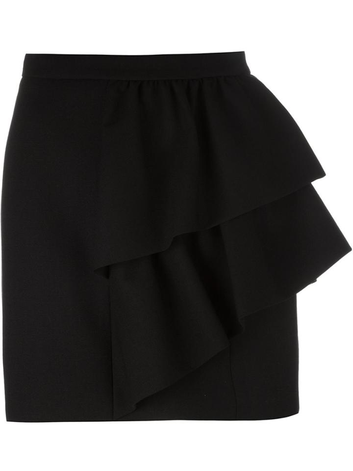 Saint Laurent Asymmetric Ruffled Skirt - Black