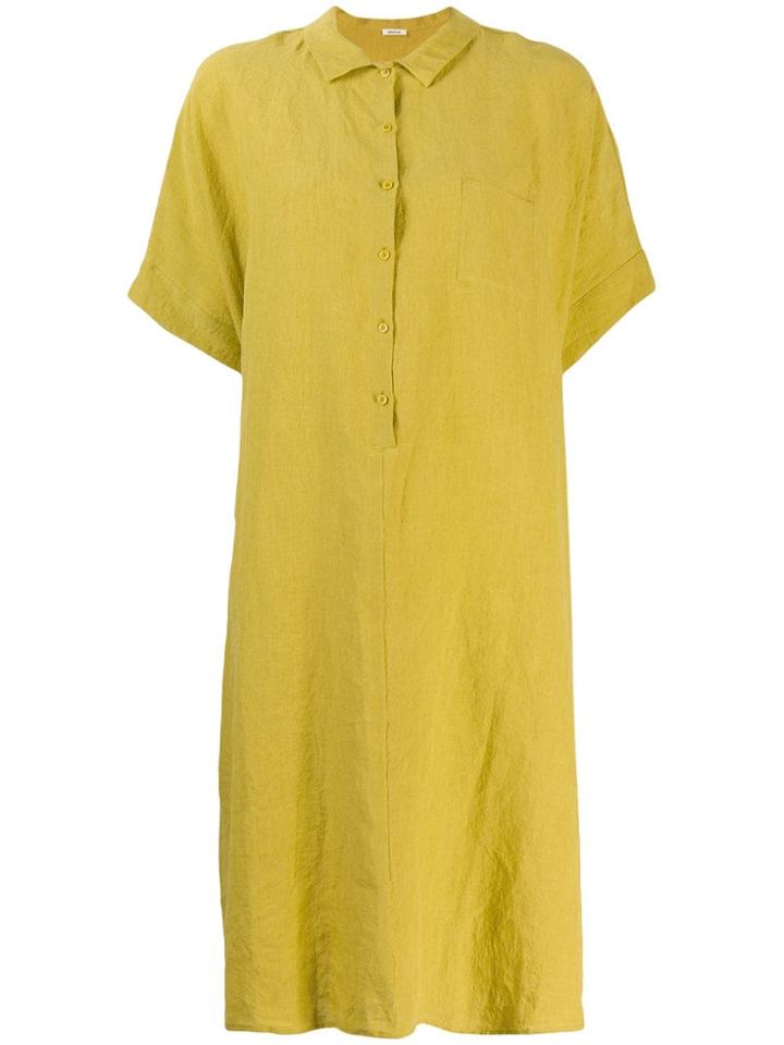 Apuntob Oversized Henley Dress - Yellow