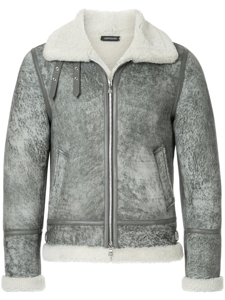 Loveless Cropped Aviator Jacket - Grey