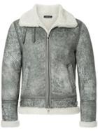 Loveless Cropped Aviator Jacket - Grey