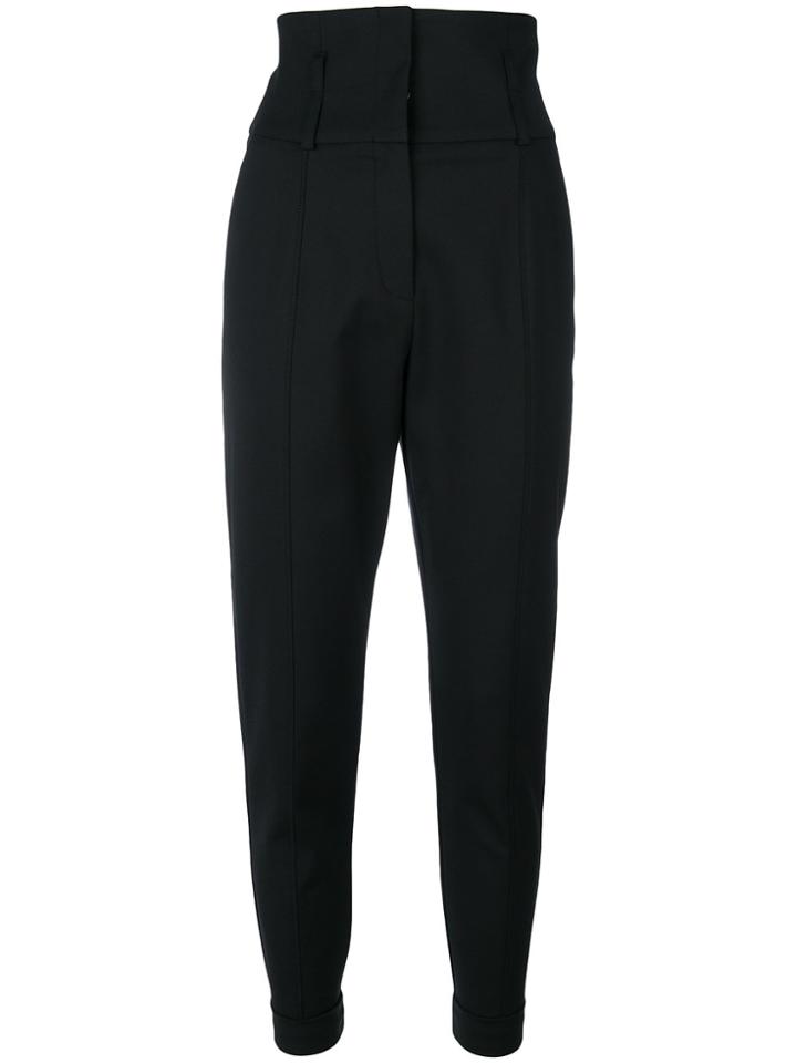 Pinko High Rise Cropped Trousers - Black