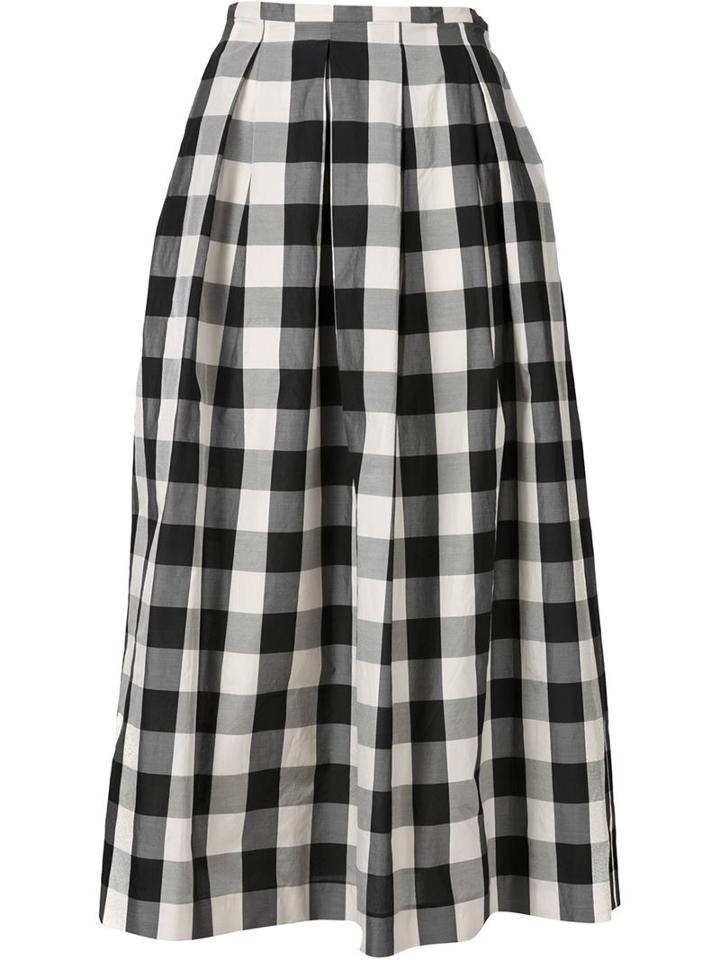 Rochas Long Checked Skirt, Women's, Size: 42, Black, Silk/cotton