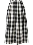 Rochas Long Checked Skirt, Women's, Size: 42, Black, Silk/cotton