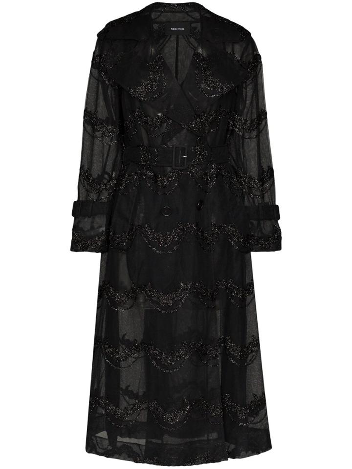 Simone Rocha Bead-embellished Double-breasted Tulle Trench Coat -