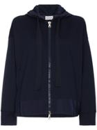 Moncler Logo Hoodie With Slit - Blue
