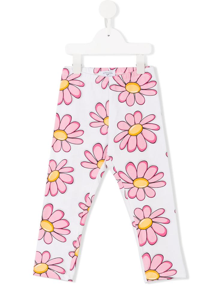 Monnalisa Daisy Print Leggings, Toddler Girl's, Size: 5 Yrs, White