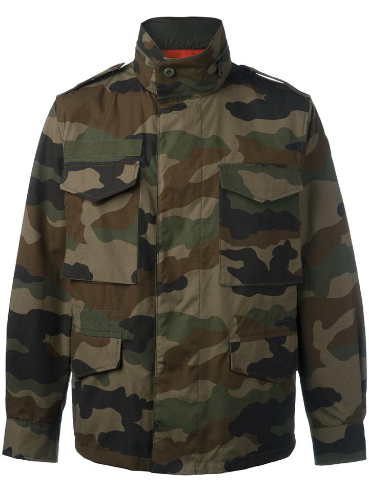 Moncler Camouflage Military Style Jacket, Men's, Size: 6, Green, Cotton/polyamide