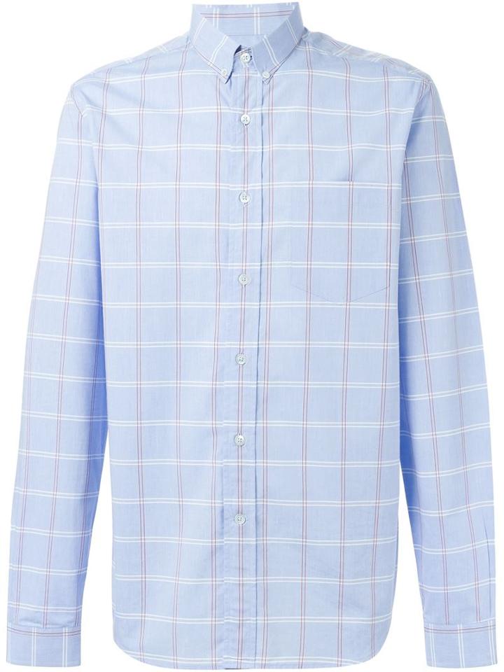 Ami Alexandre Mattiussi Checked Shirt, Men's, Size: 43, Blue, Cotton