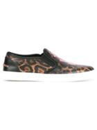 Dolce & Gabbana Leopard Print Slip-on Sneakers - Brown