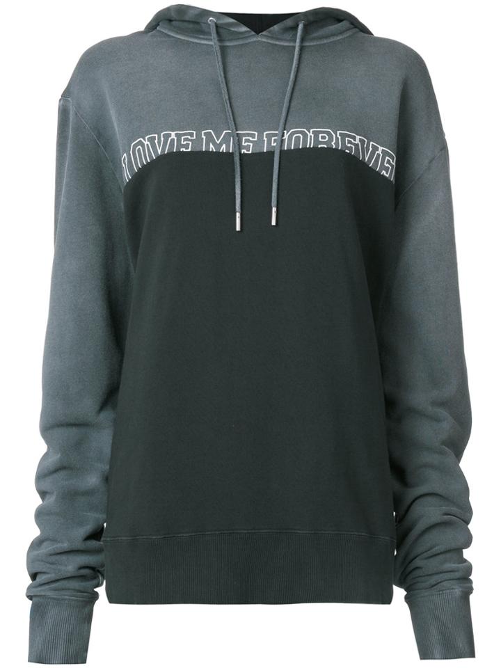Saint Laurent Love Me Forever Slogan Print Hoodie - Grey