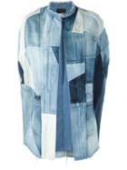 Saint Laurent Patchwork Denim Cape, Women's, Size: Xs, Blue, Cotton