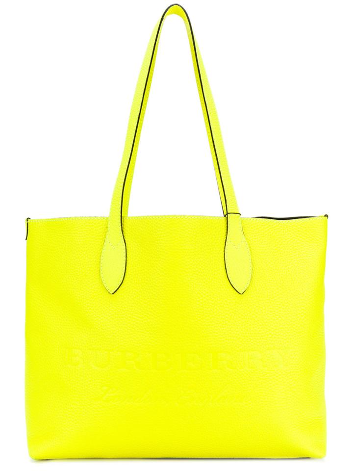 Burberry Logo Embossed Tote - Yellow & Orange