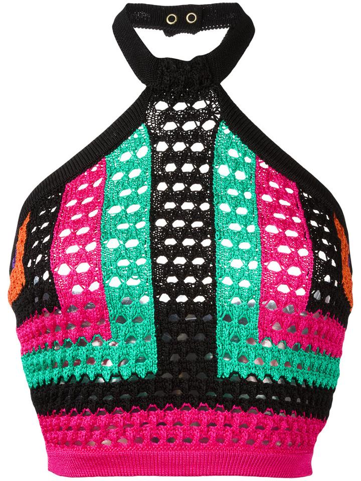 Balmain Cropped Knitted Halterneck, Women's, Size: 36, Black, Polyamide/viscose