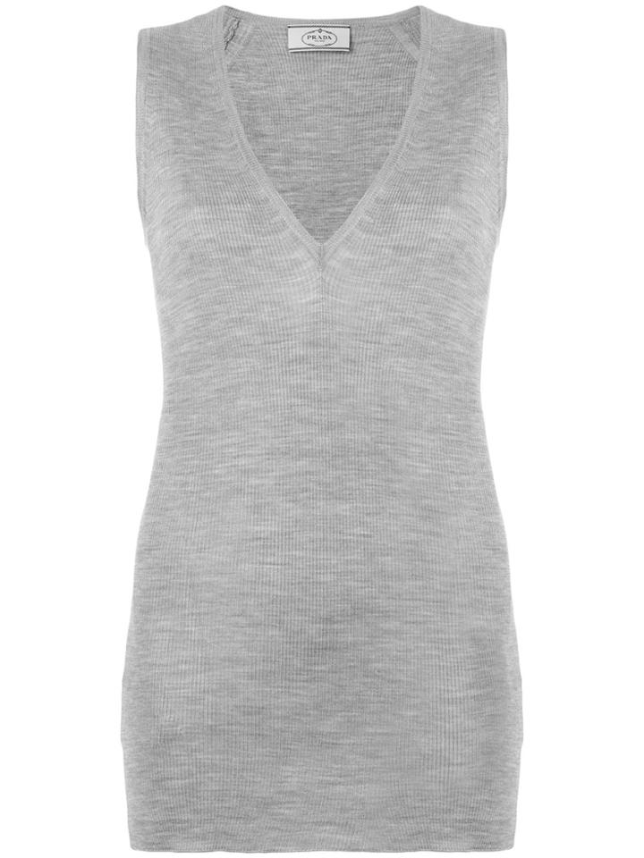 Prada Ribbed Tank Top - Grey
