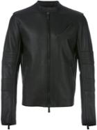 Marcelo Burlon County Of Milan Zipped Leather Jacket, Men's, Size: Small, Black, Calf Leather