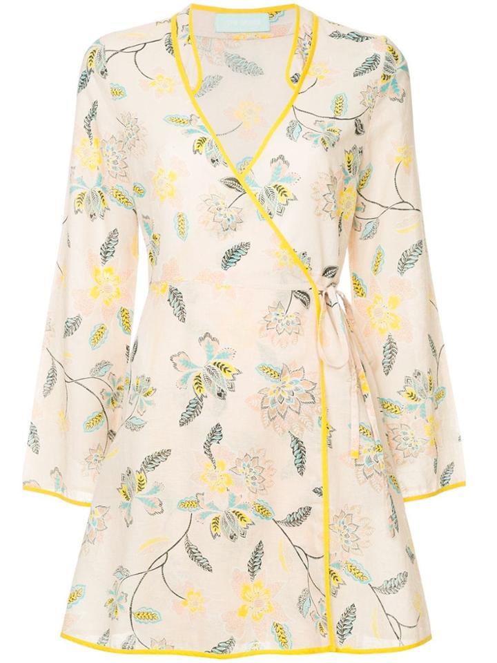 The Upside Printed Wrap Dress - Neutrals