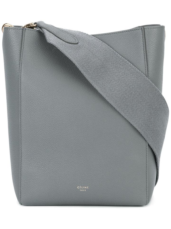 Céline Sangle Seau Tote Bag, Women's, Grey, Calf Leather