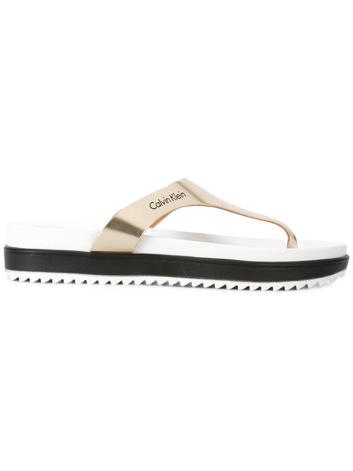 Calvin Klein Simple Flip Flops - Metallic