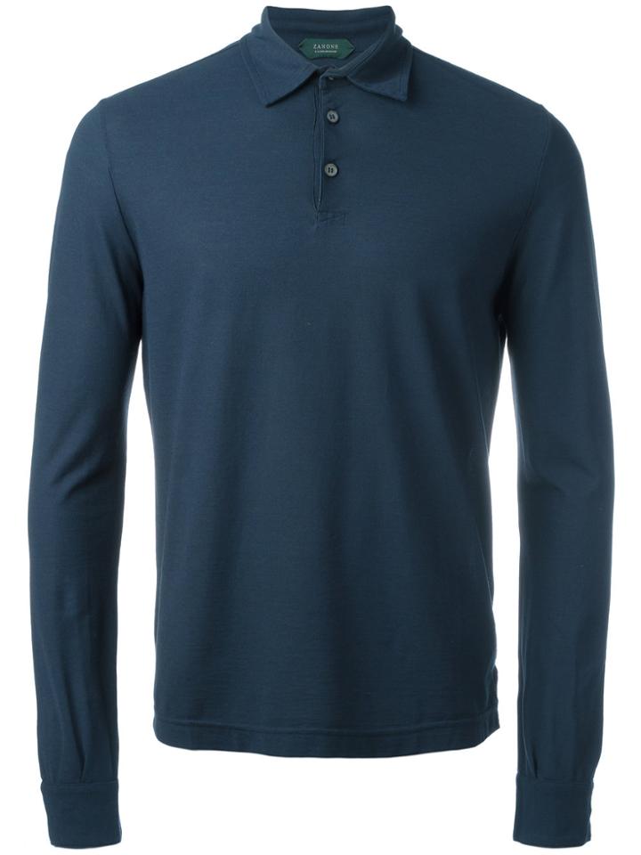 Zanone Longsleeved Polo Shirt - Blue