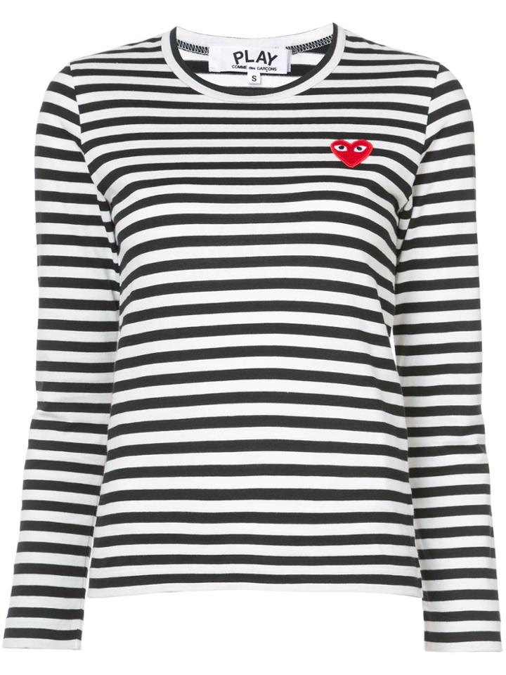 Comme Des Garçons Play Striped Long Sleeved T-shirt - Black