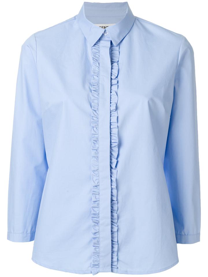 Essentiel Antwerp Frill Concealed Placket Shirt - Blue