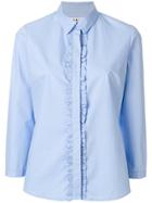 Essentiel Antwerp Frill Concealed Placket Shirt - Blue