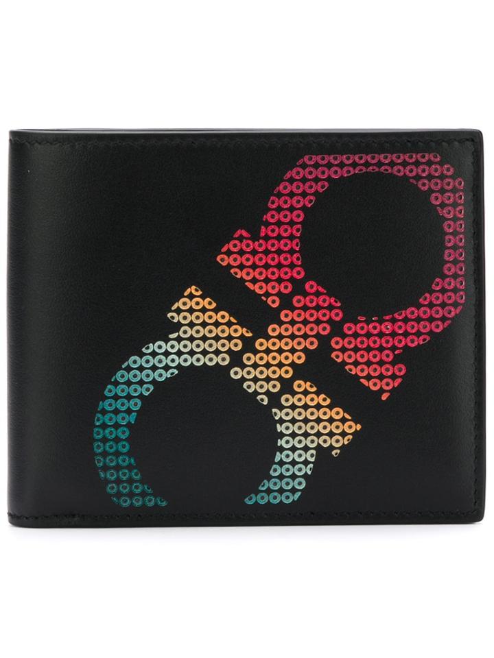 Salvatore Ferragamo Rainbow Gancio Print Bi-fold Wallet - Black