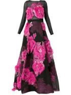 Ingie Paris Floral Apliqué Dress - Black