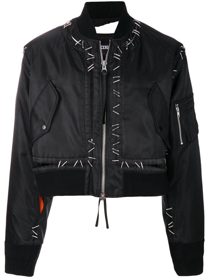 Ktz Metal Pin Bomber Jacket - Black