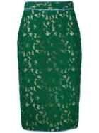 Msgm - Lace Pencil Skirt - Women - Cotton/polyamide/polyester/viscose - 44, Green, Cotton/polyamide/polyester/viscose