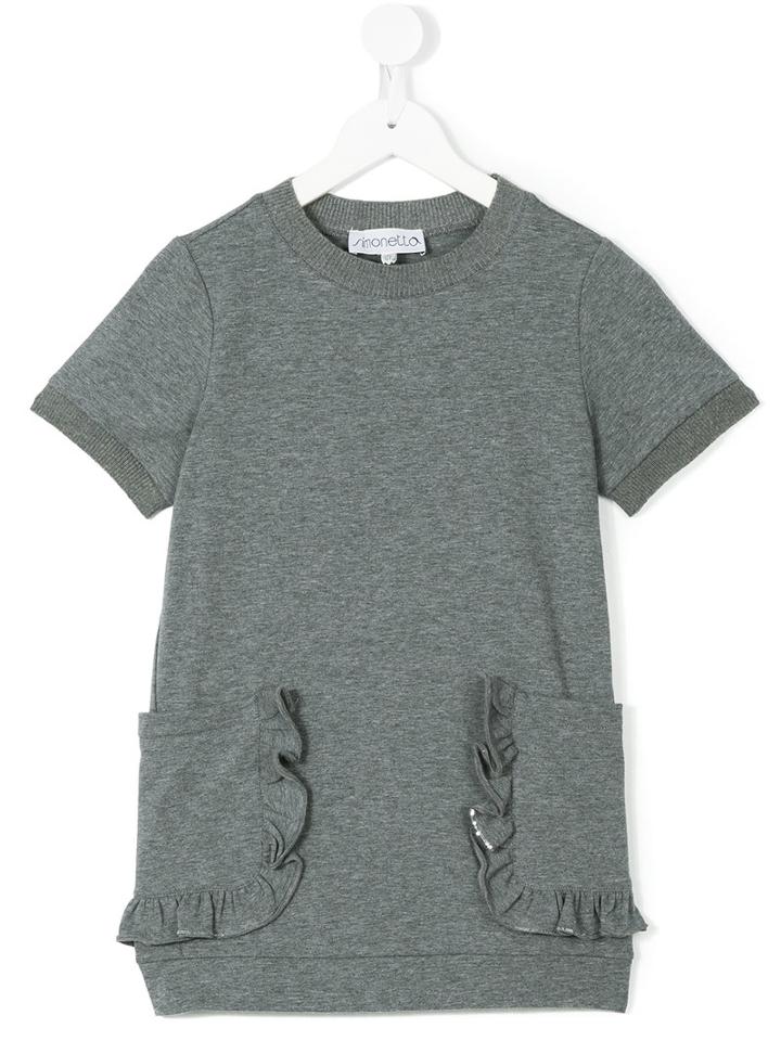 Simonetta - Round Neck Sweat Dress - Kids - Cotton/elastodiene - 4 Yrs, Grey