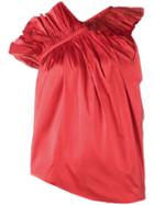 Marques'almeida Ruffle One-shoulder Top, Women's, Size: Medium, Red, Silk