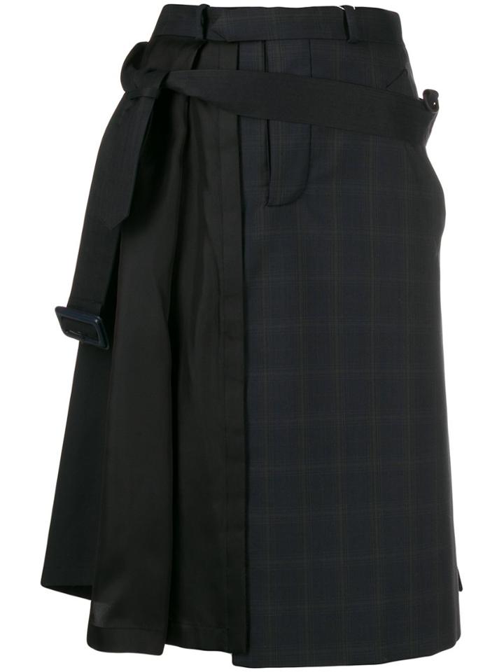 Maison Margiela Asymmetric Pleat Detail Skirt - Black