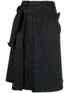 Maison Margiela Asymmetric Pleat Detail Skirt - Black