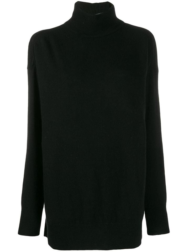 Nude Turtle Neck Fine Knit Sweater - Black