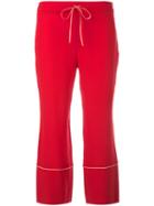 L'autre Chose Cropped Pants, Women's, Size: 40, Red, Silk