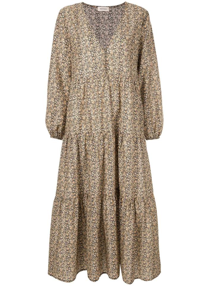 Matteau Long Sleeve Tiered Maxi Dress - Multicolour