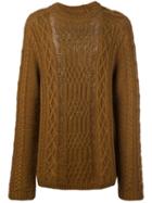 Maison Margiela Distressed Cable Knit Jumper, Men's, Size: Small, Brown, Wool/alpaca/polyimide