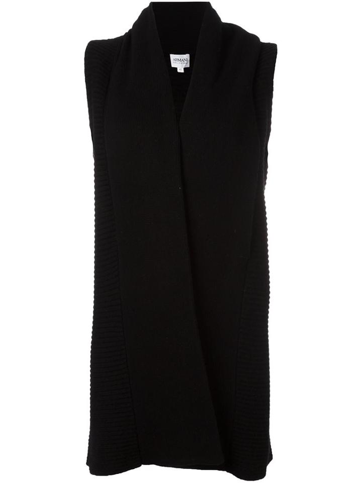 Armani Collezioni Long Sleeveless Cardigan, Women's, Size: 40, Black, Cashmere/wool