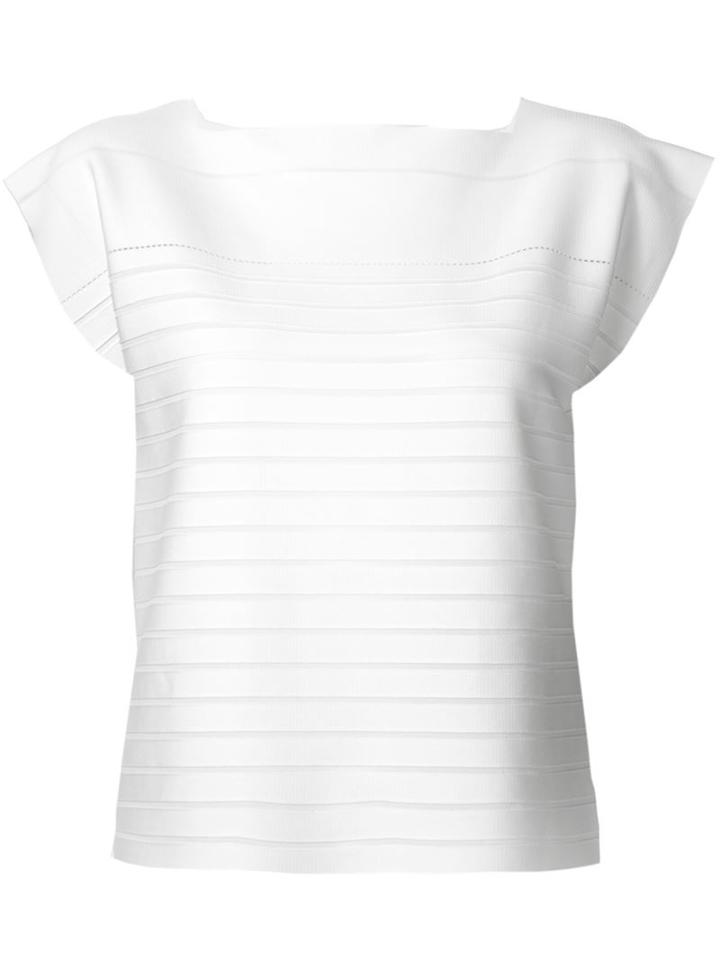 Issey Miyake Square Neck Knit Top, Women's, Size: 2, White, Polyester/nylon/polyurethane