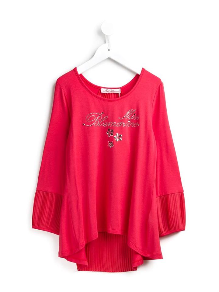 Miss Blumarine Logo Blouse, Kids Unisex, Size: 10 Yrs, Pink/purple, Viscose/spandex/elastane/polyester